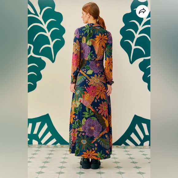 FARM Rio Cool Macaw Navy Floral Maxi Dress - Picture 2 of 12